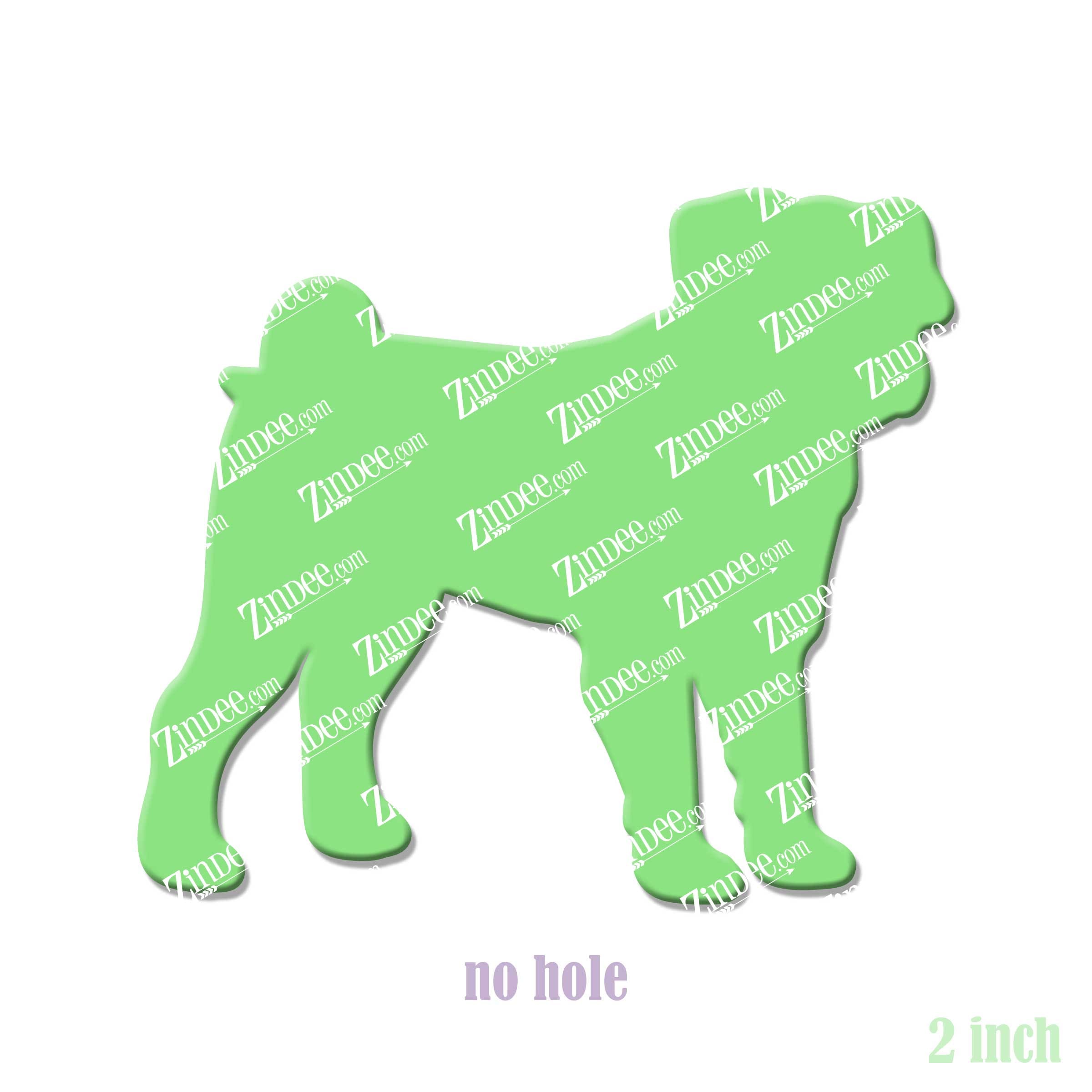 Pug Full Body acrylic blank (2 inch) NO HOLE (5 piece minimum)