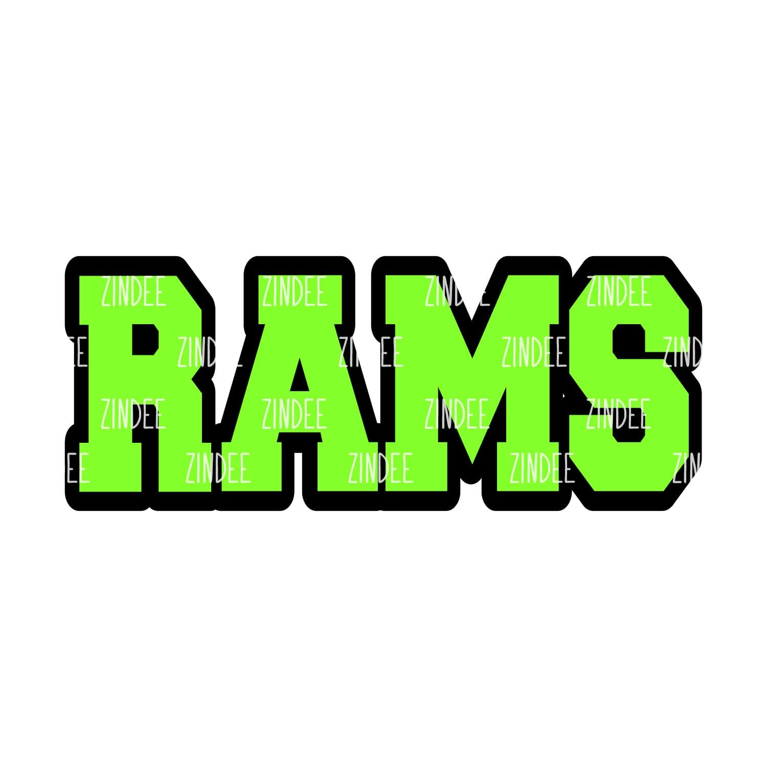 Alternative view of Rams (word) acrylic blank (2 inch) NO HOLE