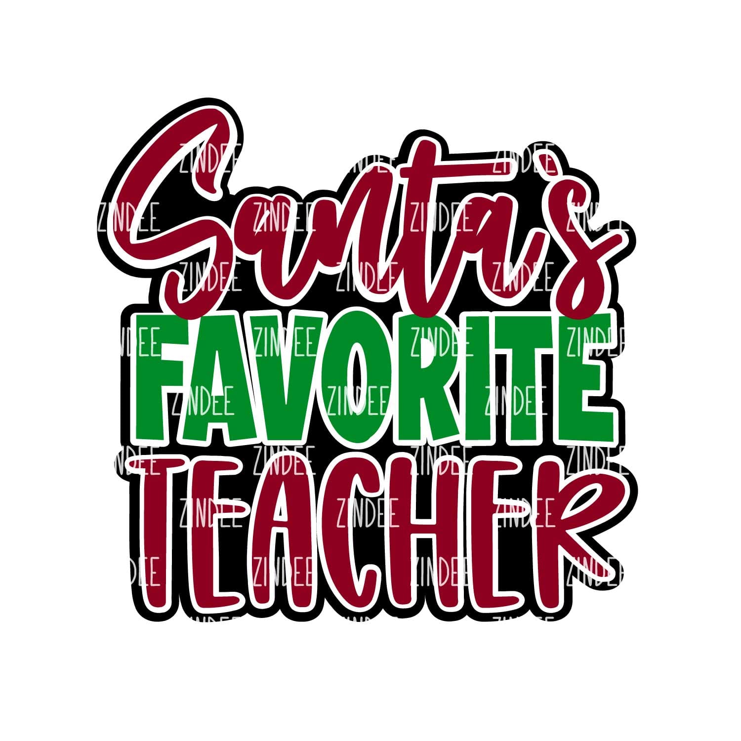 Santa's Favorite Teacher Acrylic Blank- Sticker- UV DTF (2 inch) NO HOLE