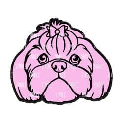 Alternative view of Shih Tzu Head with Bow acrylic blank (2 inch) NO HOLE (5 piece minimum)
