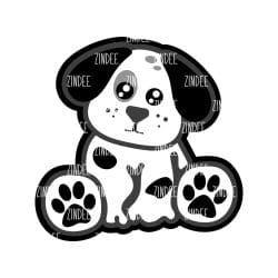 Sitting Dog – Acrylic Badge Reel Blank (2") No Hole | Optional Sticker or UV DTF