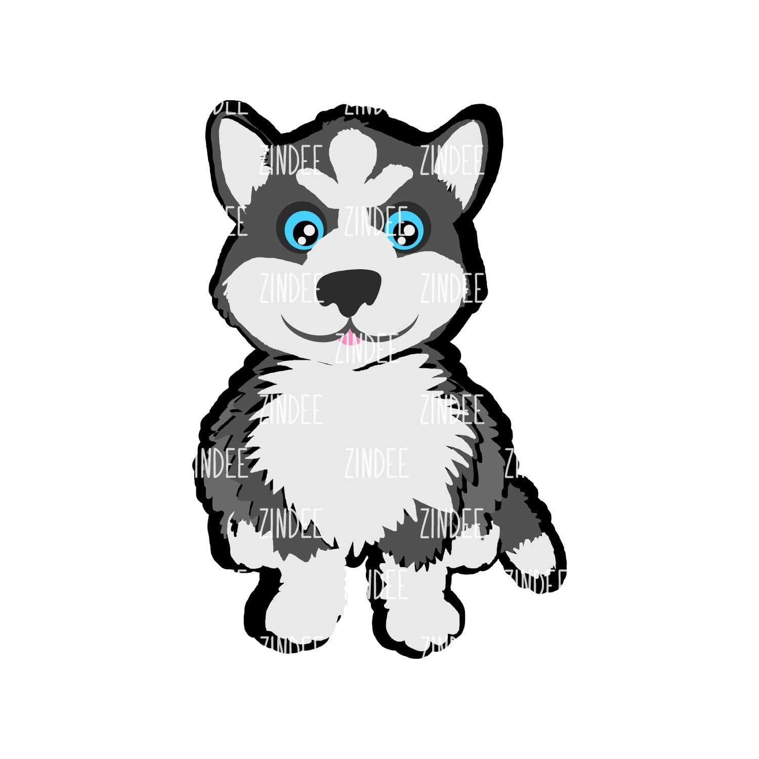 Alternative view of Sitting Husky acrylic blank (3 inch)