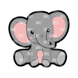 Sitting Elephant – Acrylic Keychain Blank (2") | Optional Sticker or UV DTF