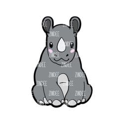 Sitting Rhino – Acrylic Badge Reel Blank (2") No Hole | Optional Sticker or UV DTF