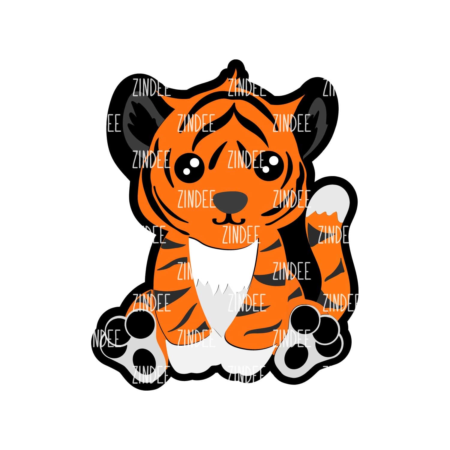 Sitting Tiger Acrylic Blank- Sticker- UV DTF (2 inch) NO HOLE