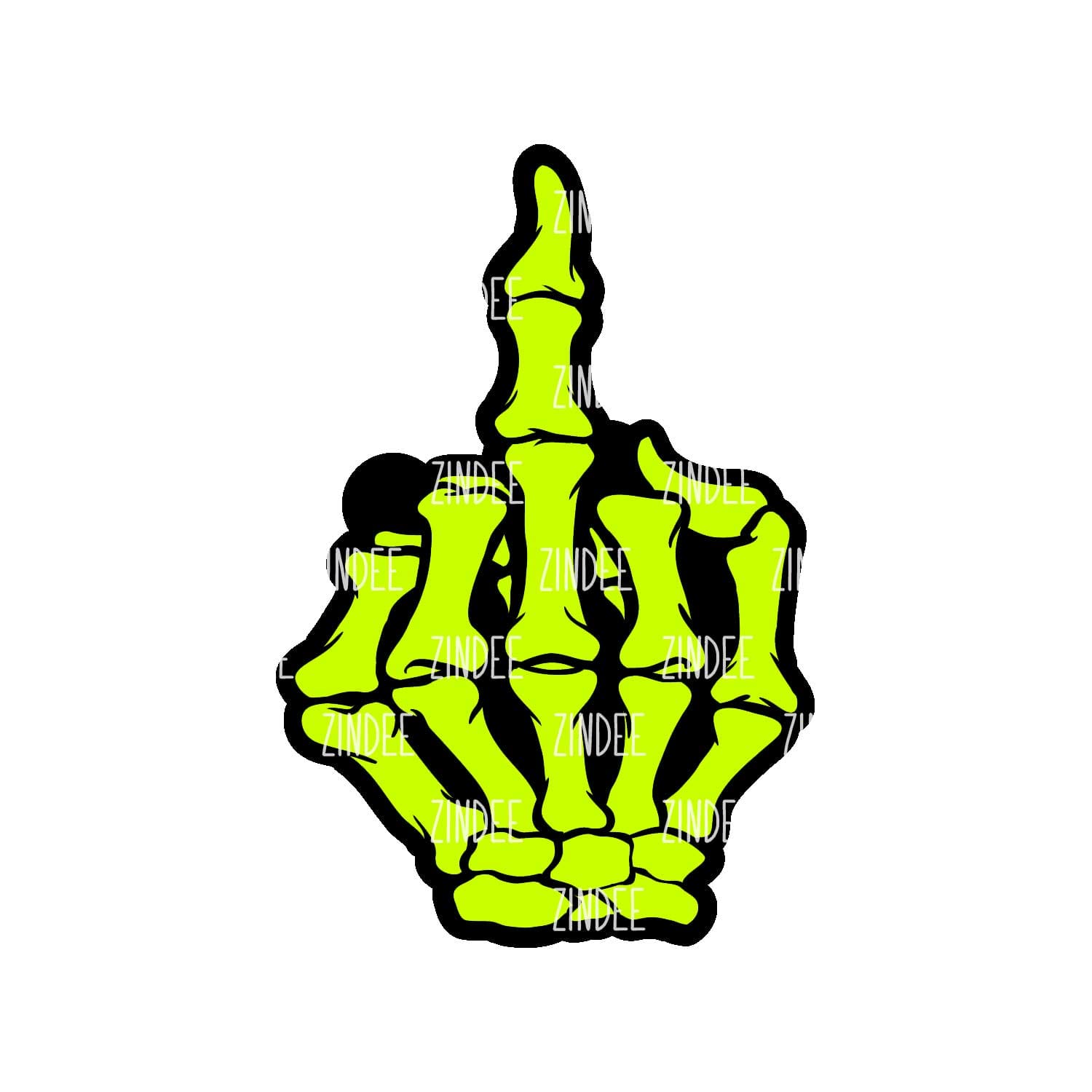 Skeleton Middle Finger Acrylic Blank- Sticker- UV DTF (3 inch)