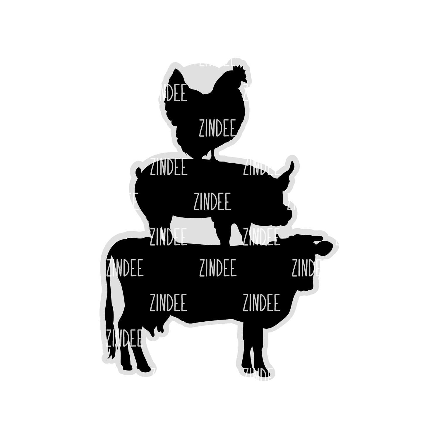 Stacked Farm Animals Acrylic Blank- Sticker- UV DTF (2 inch) NO HOLE