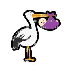 Stork with Baby – Acrylic Badge Reel Blank (2") No Hole | Optional Sticker or UV DTF