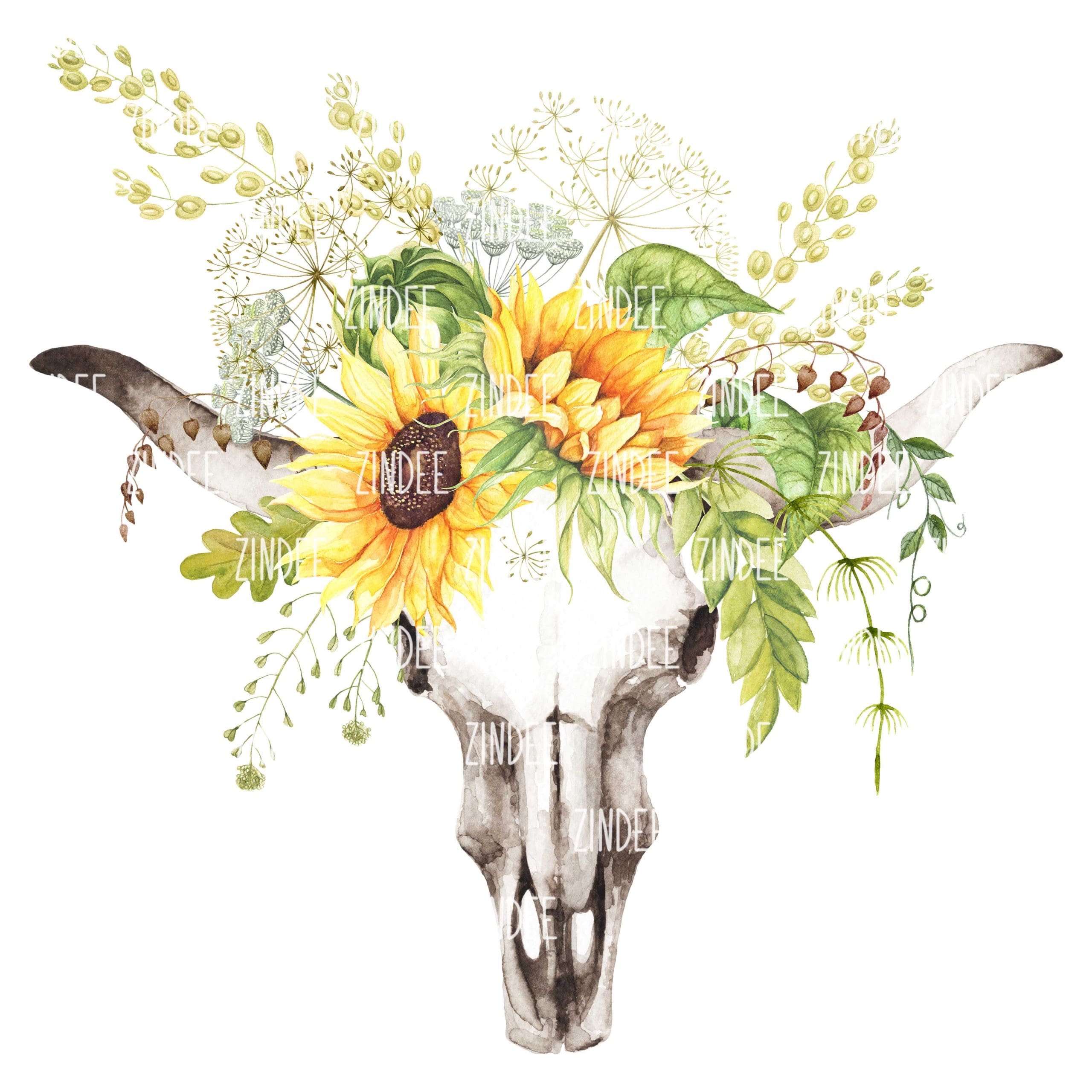 Sunflower Boho Skull (Sublimation Transfer)