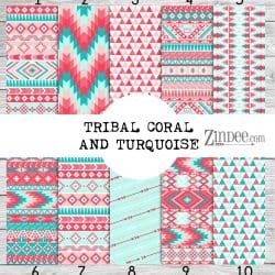 Tribal Coral and Turquoise (vinyl)