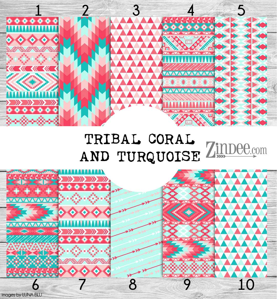 Tribal Coral and Turquoise (vinyl)