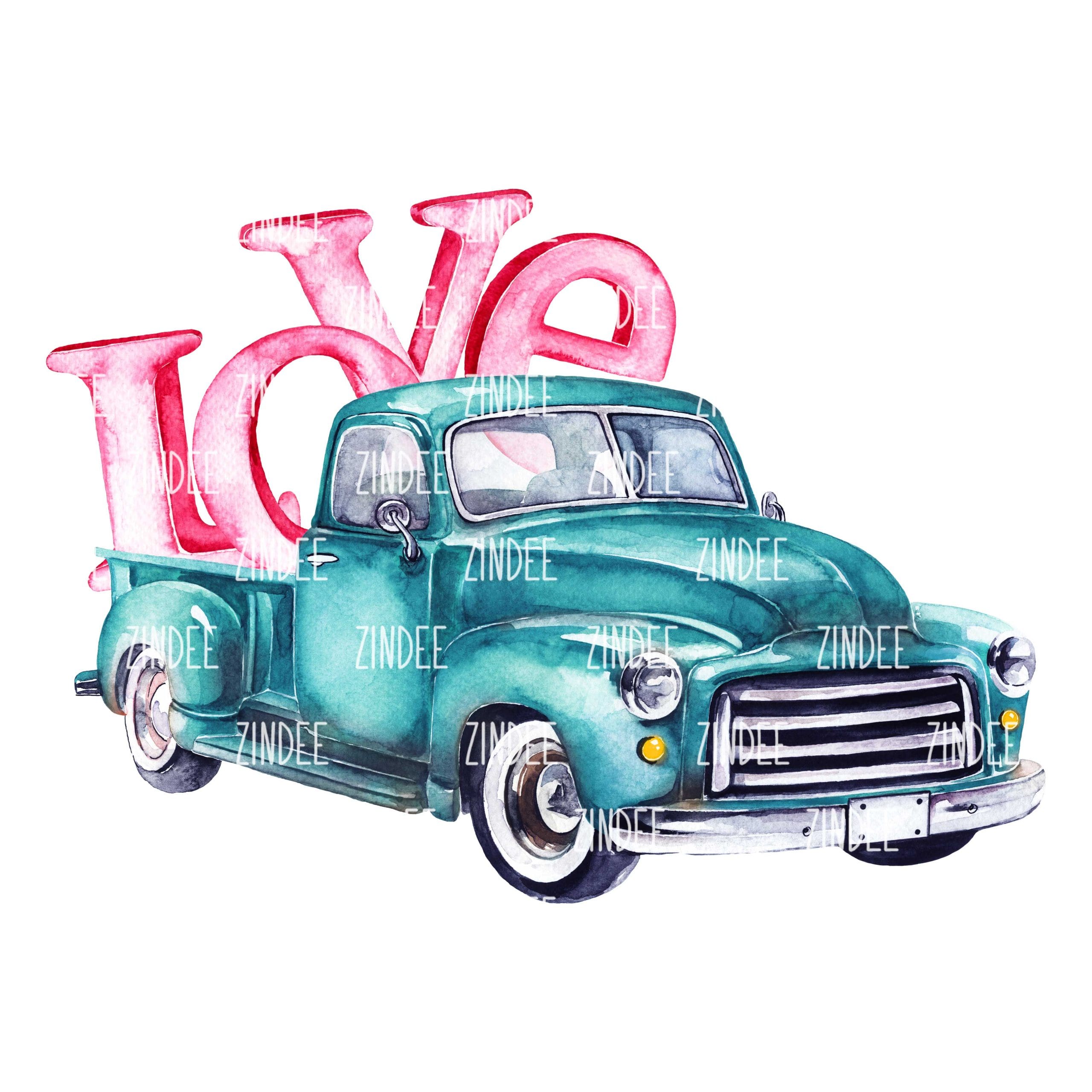 Teal Truck of Love (HTV ready to press) –