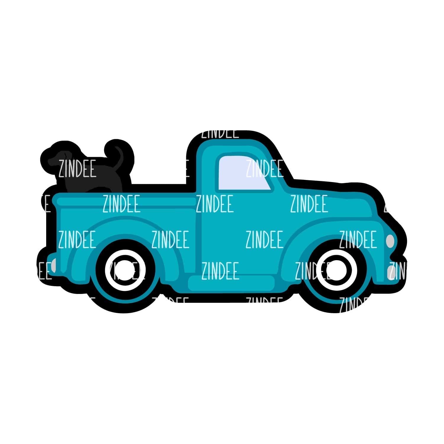 Alternative view of Vintage Truck with Dog acrylic blank (2 inch) NO HOLE