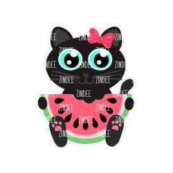 Watermelon Cat – Acrylic Keychain Blank (2.5") | Optional Sticker or UV DTF