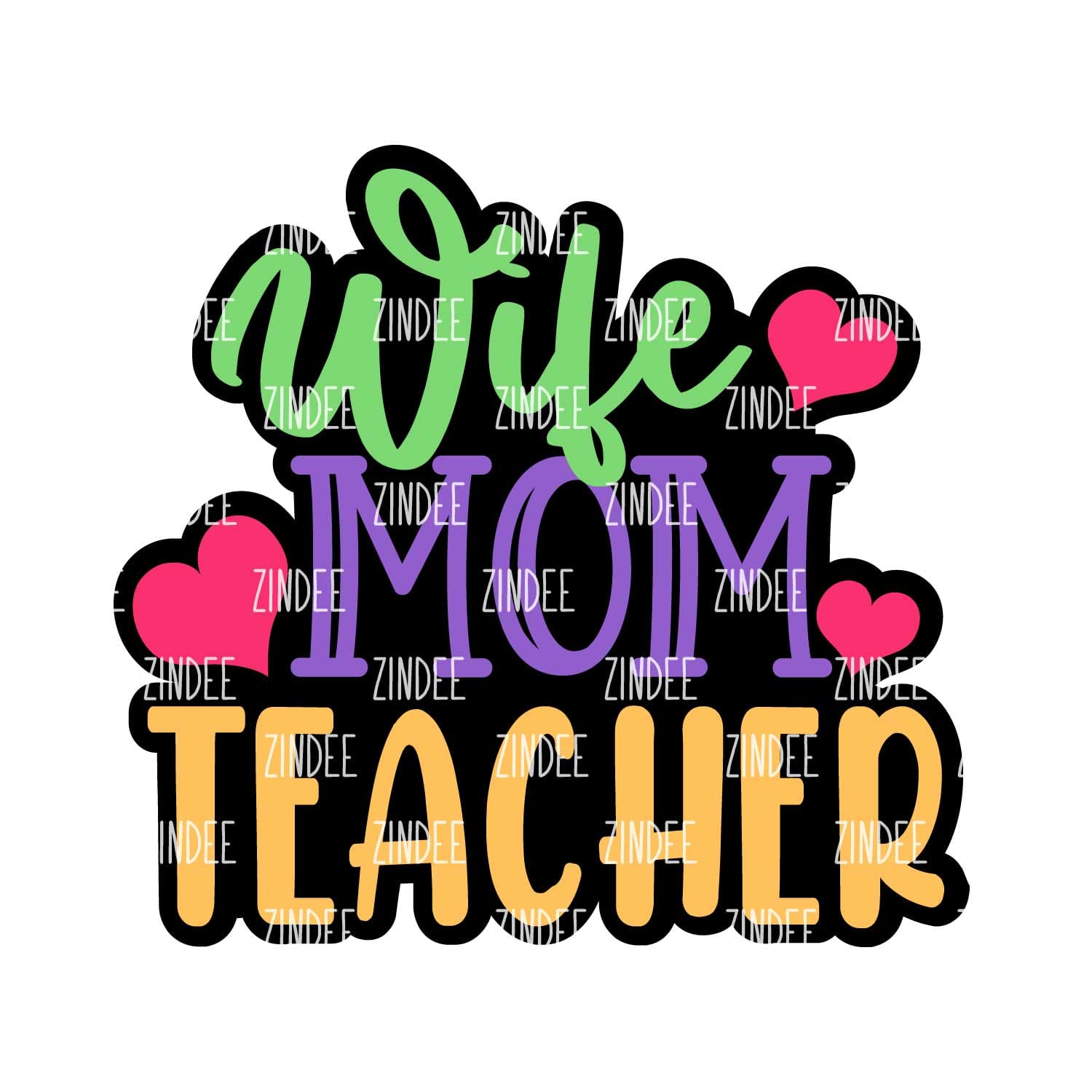 Wife Mom Teacher Acrylic Blank- Sticker- UV DTF (2 inch) NO HOLE