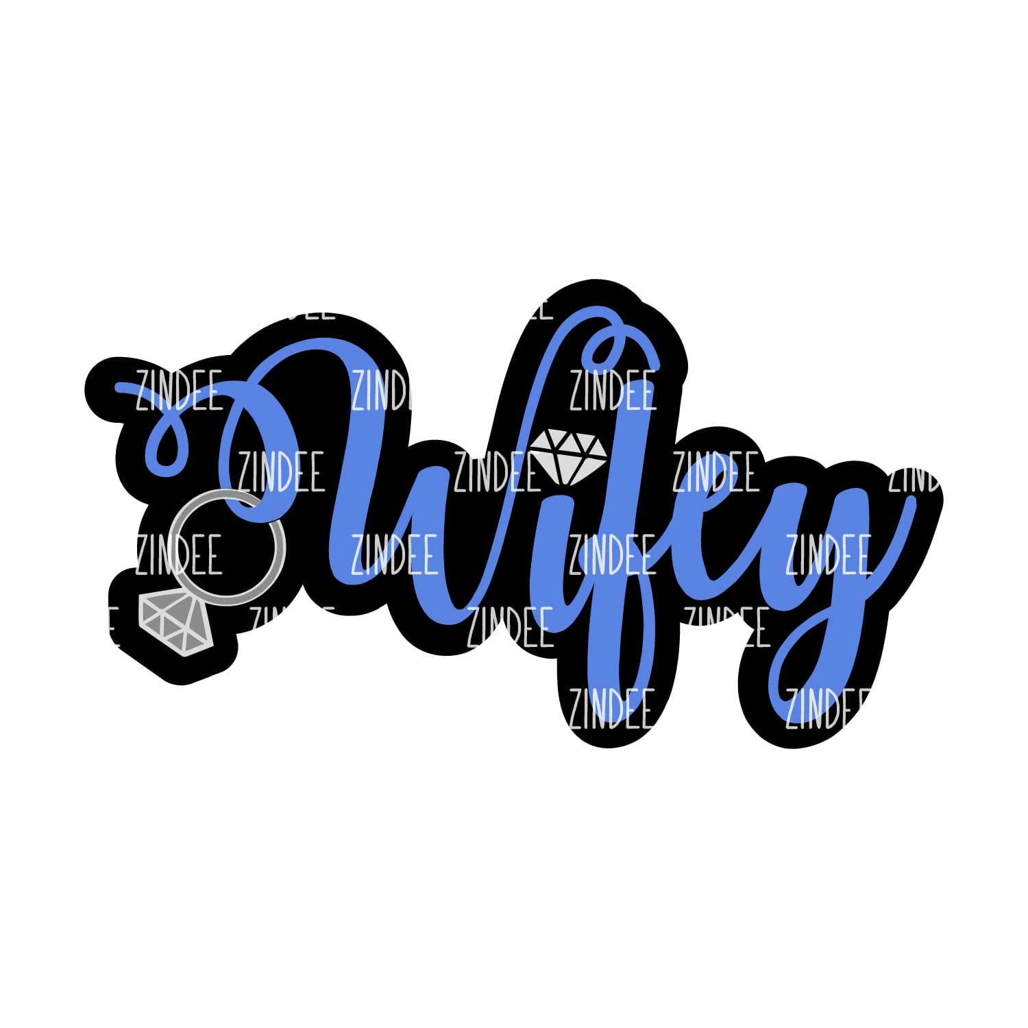 Alternative view of Wifey with Ring acrylic blank (2 inch) NO HOLE (5 piece minimum)