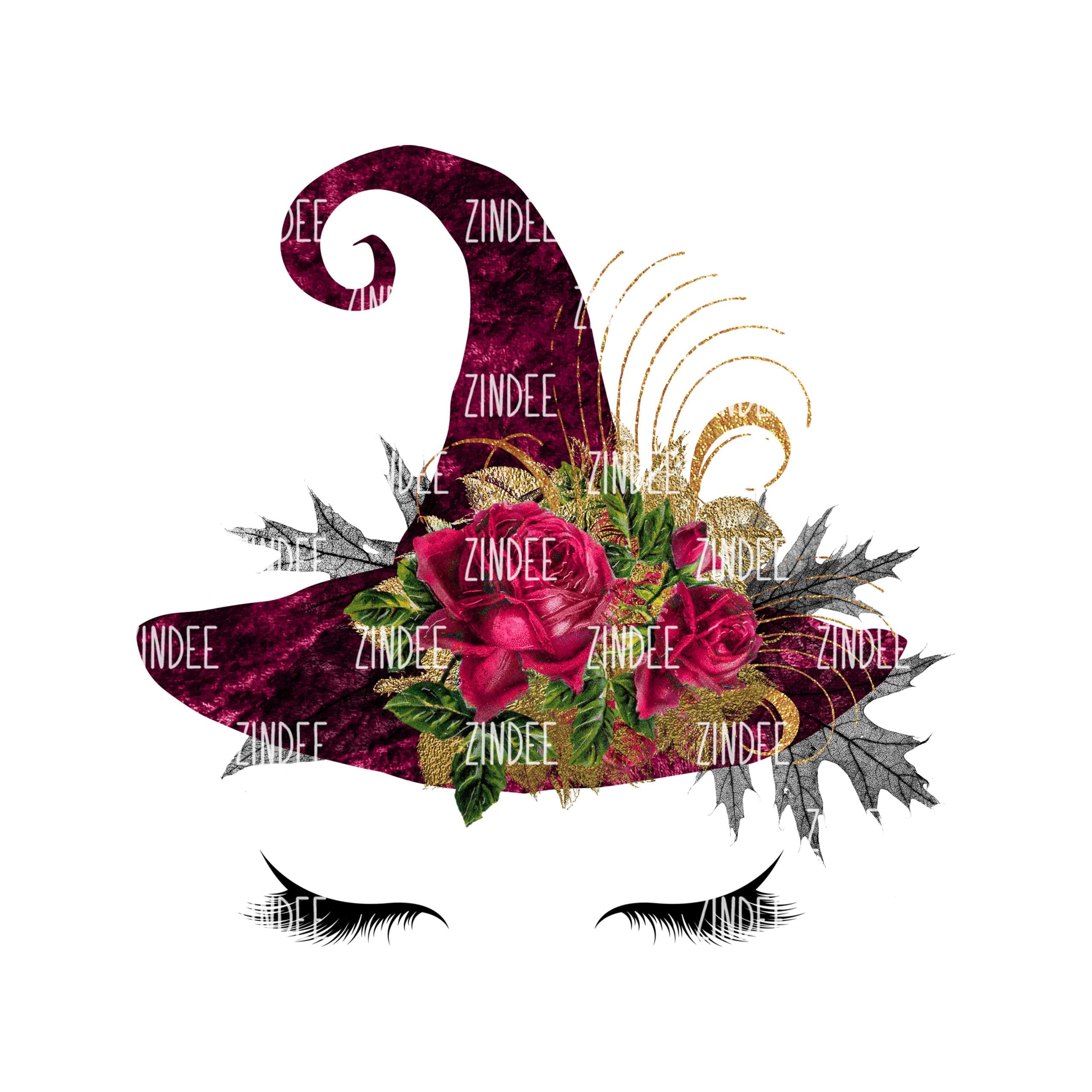 Witch Face with Red Rose Hat (Sublimation Transfer)