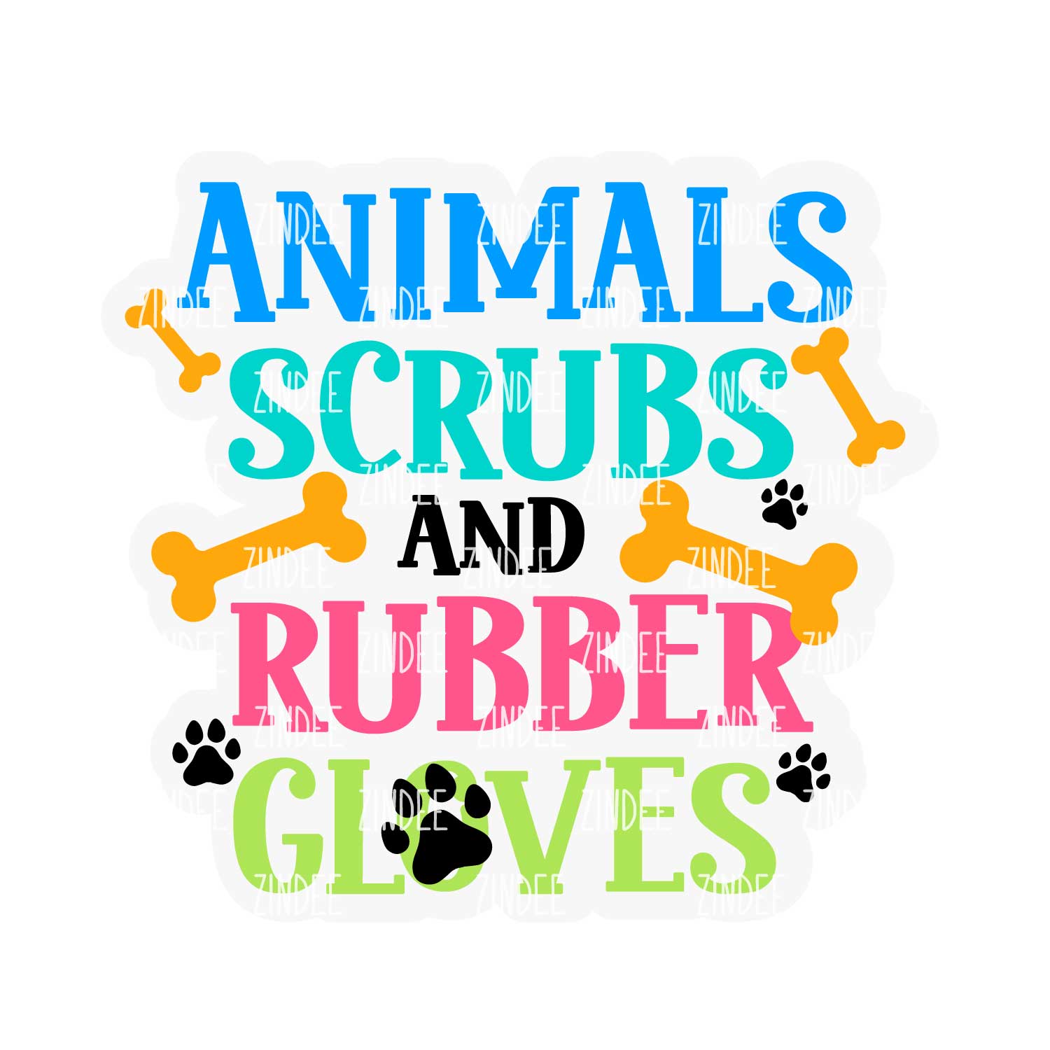 Animals Scrubs and Gloves Acrylic Blank- Sticker- UV DTF (2 inch) NO HOLE