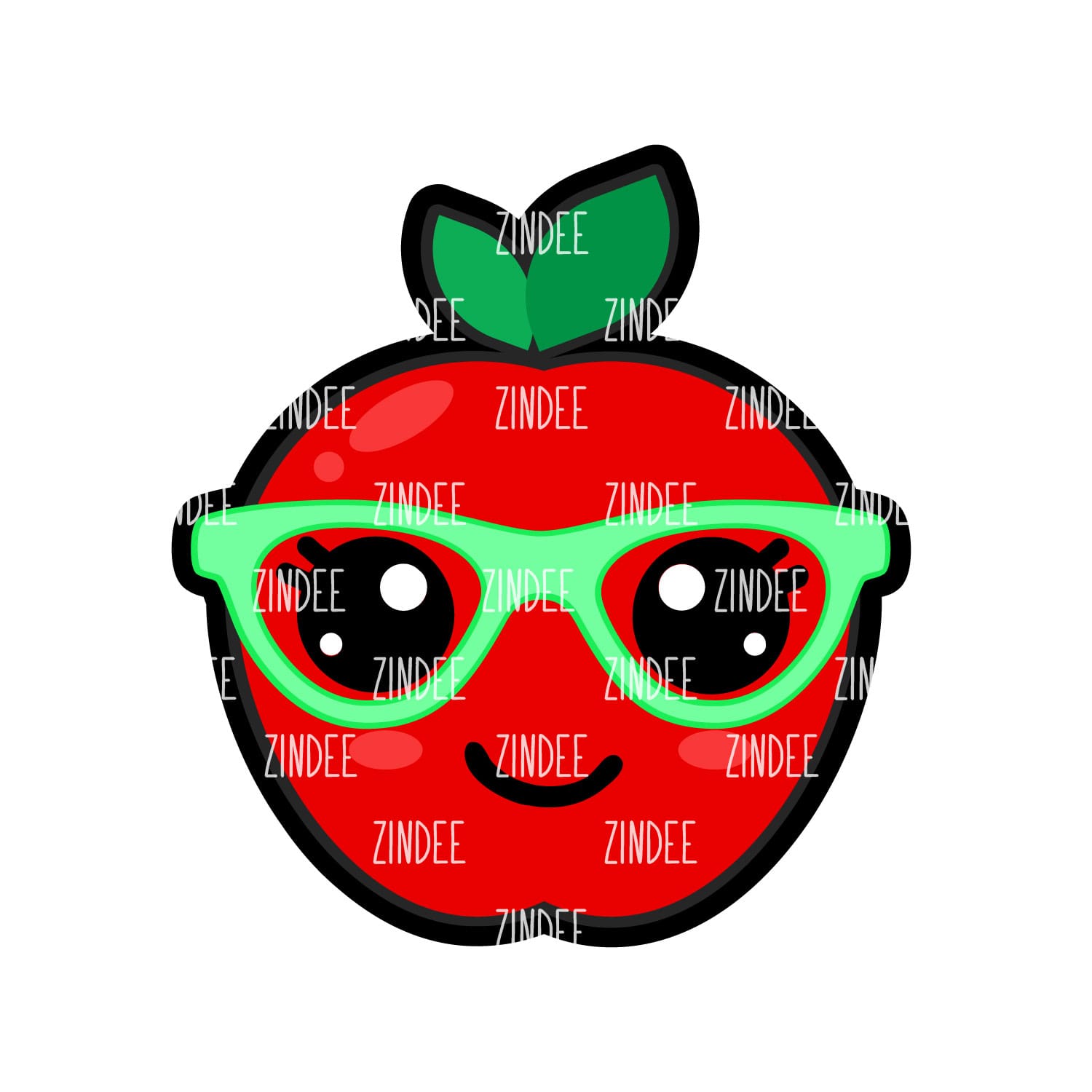Apple with Glasses Acrylic Blank- Sticker- UV DTF (3 inch)