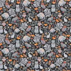 Autumn Forest Animals Black seamless (digital paper)