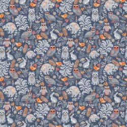 Autumn Forest Animals Blue seamless (digital paper)