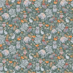 Autumn Forest Animals Green seamless (digital paper)
