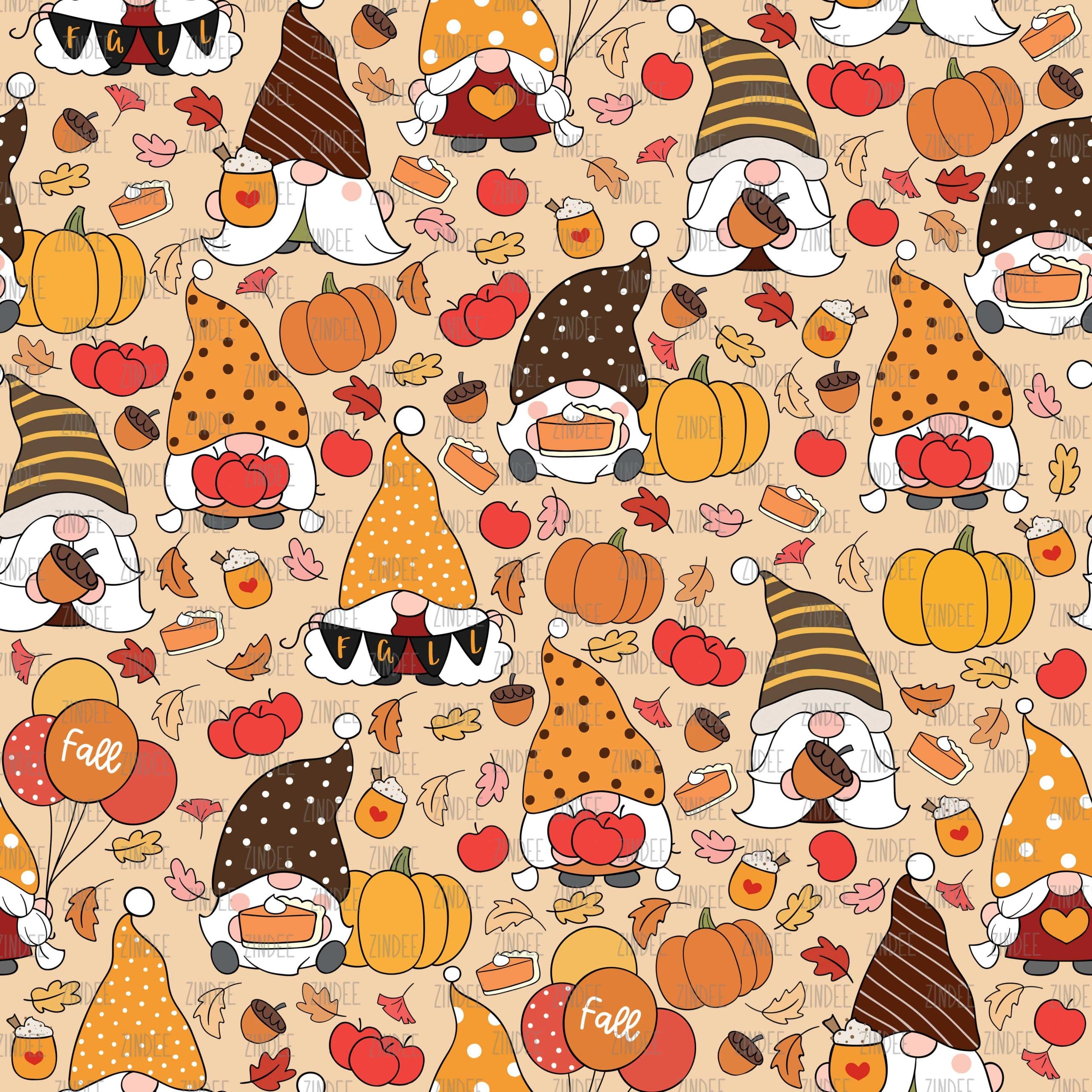 Gnomes Autumn seamless (vinyl)