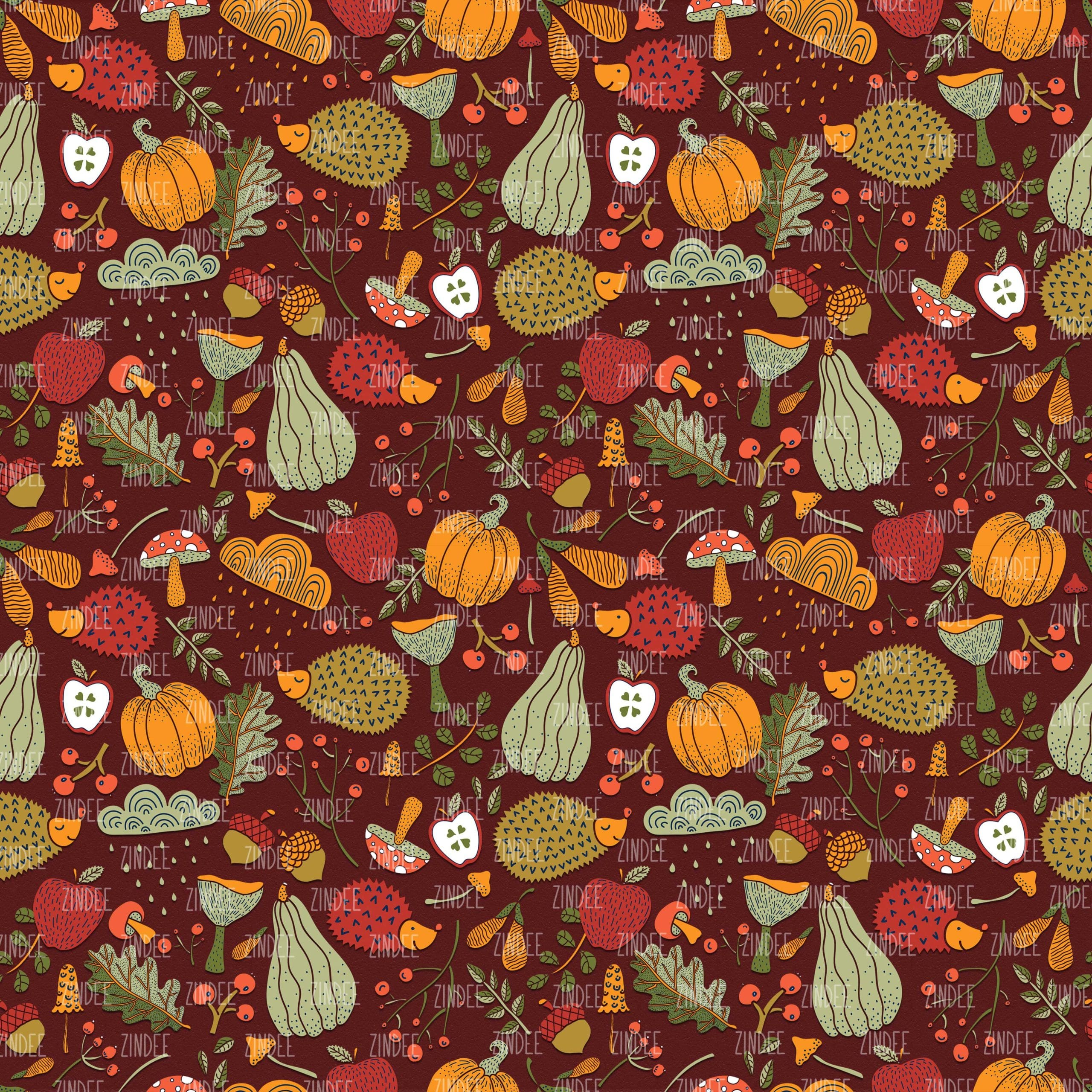 Autumn Harvest Burgundy seamless (vinyl)