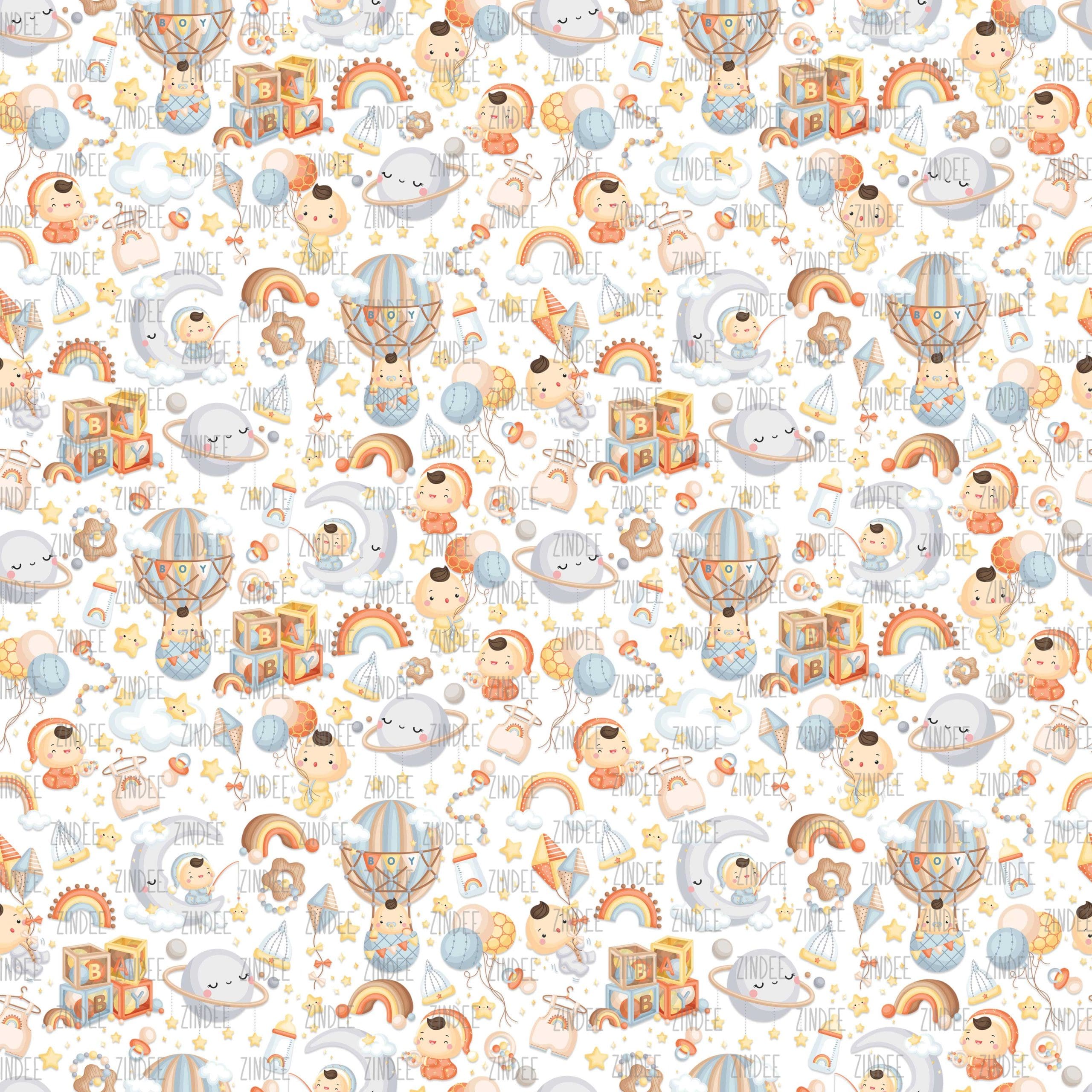 Baby Boy Air Balloon seamless (vinyl)