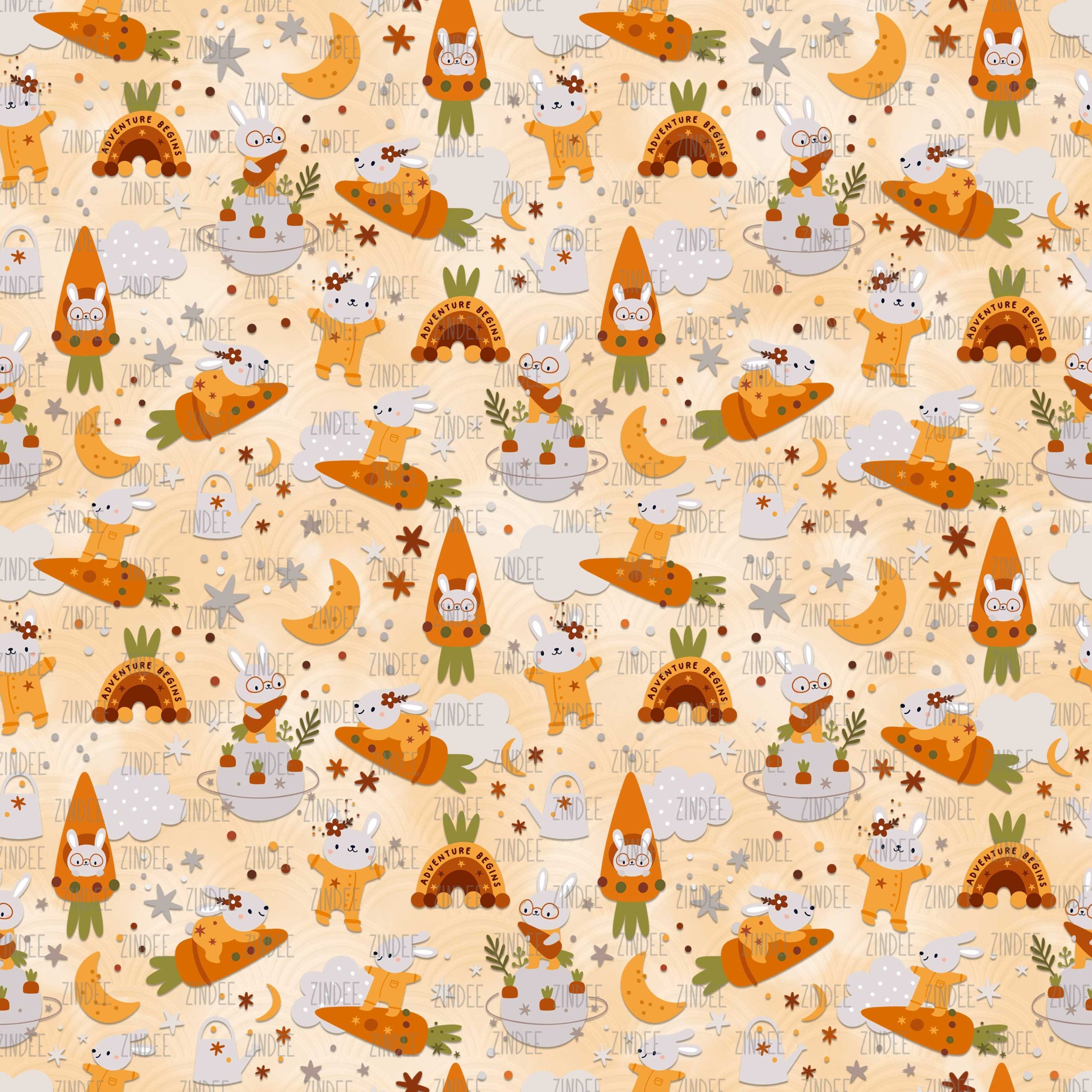 Baby Bunnies Yellow seamless (vinyl)