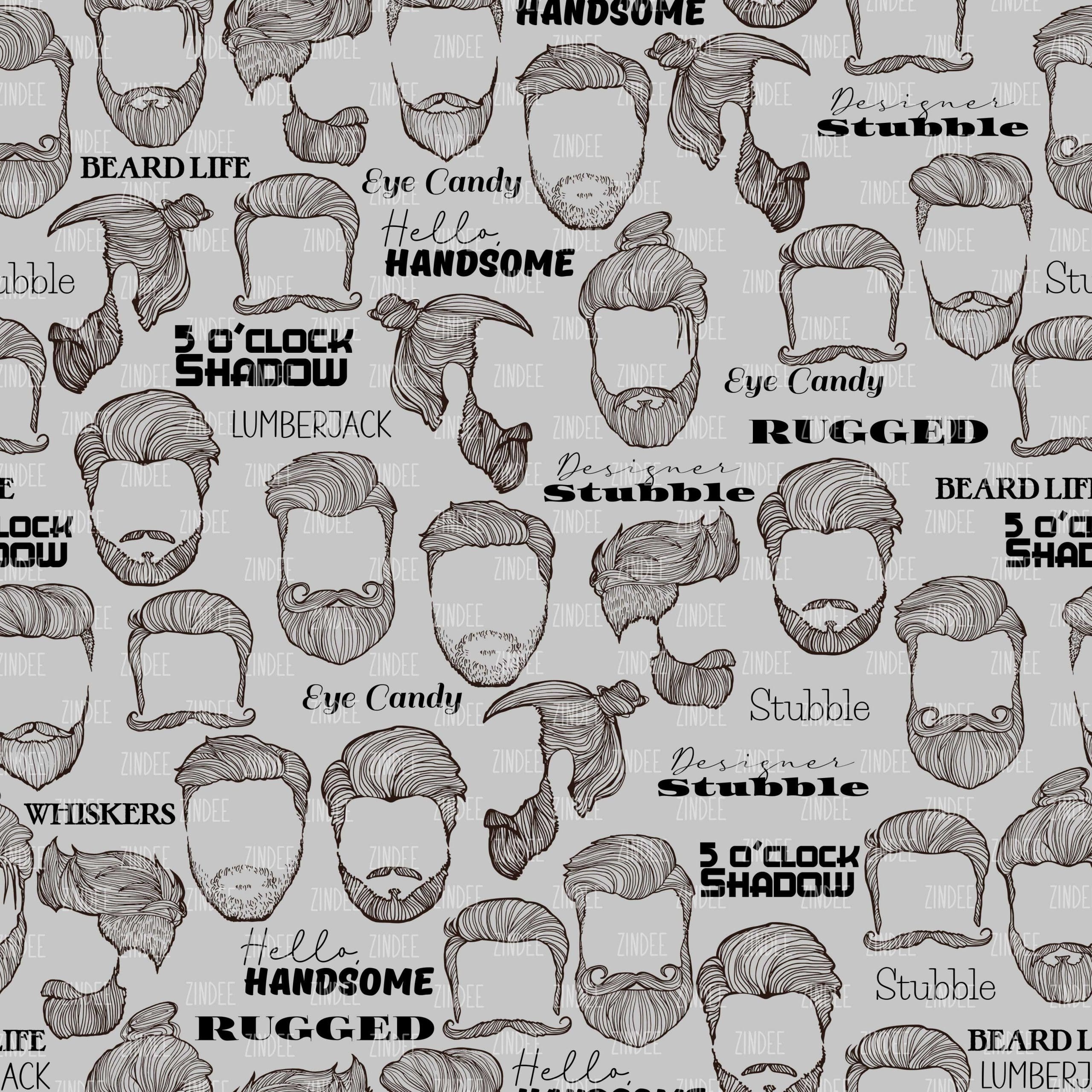 Beard Love Grey seamless (digital paper)