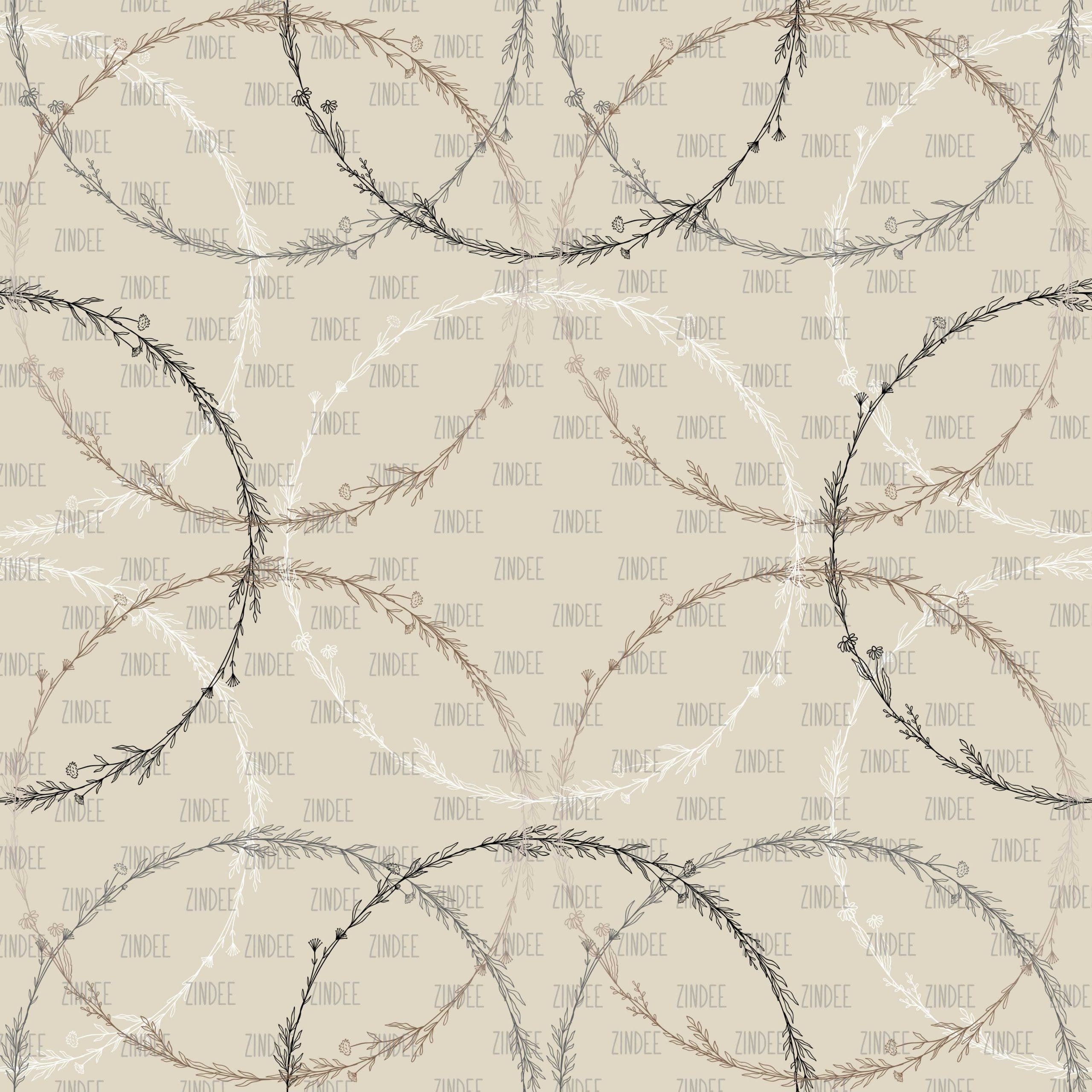 Beige Wildflower Wreaths seamless (vinyl)