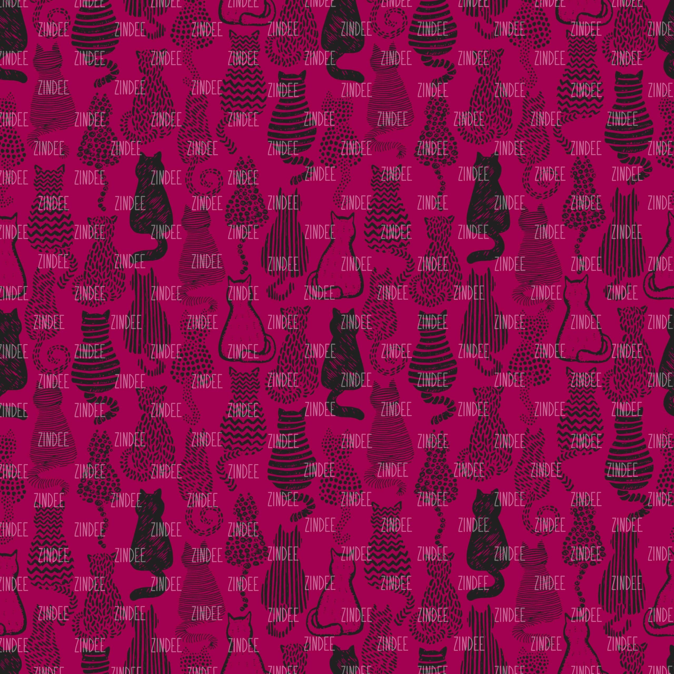 Berry Pattern Cats seamless (vinyl)