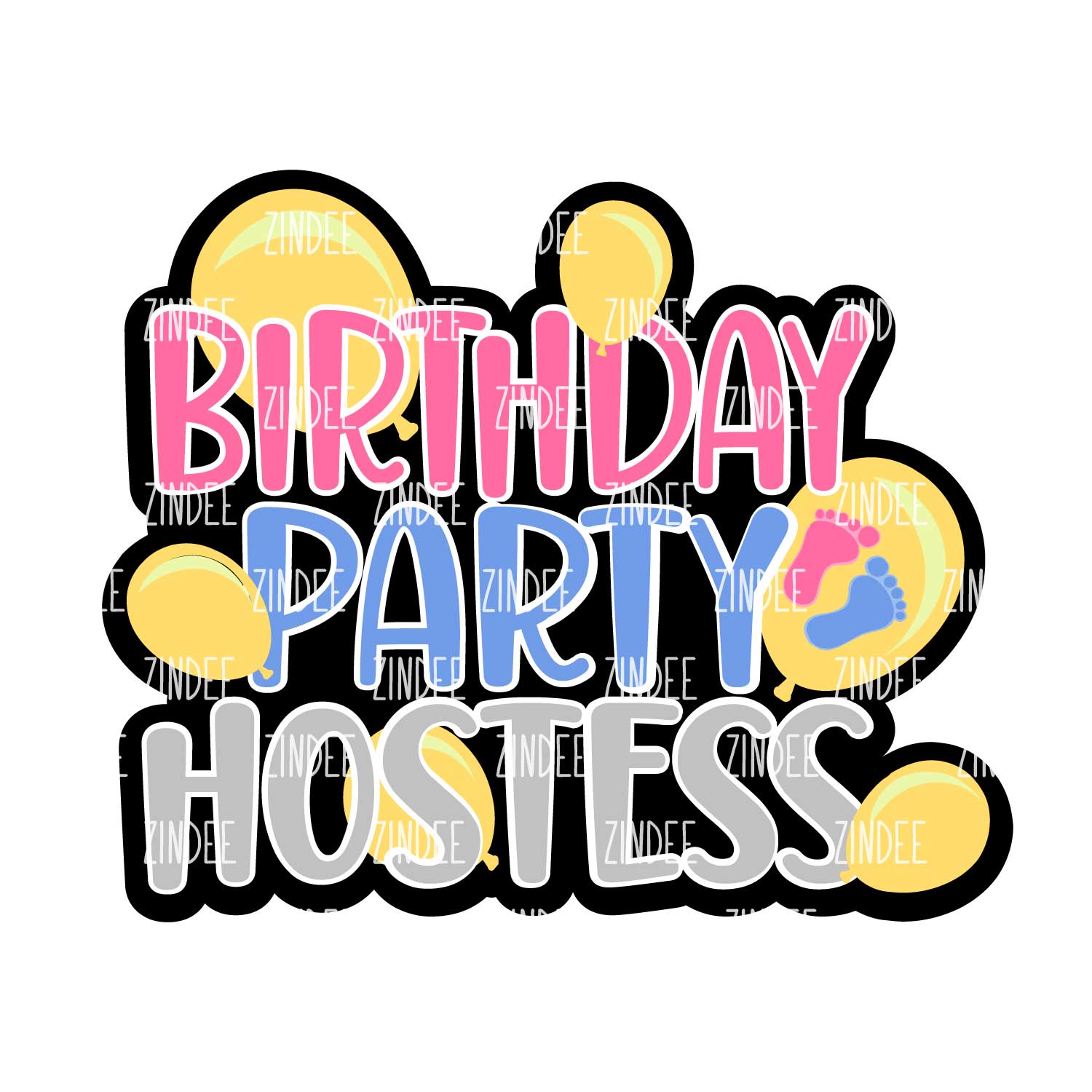 Birthday Party Hostess Acrylic Blank- Sticker- UV DTF (1.5 inch)