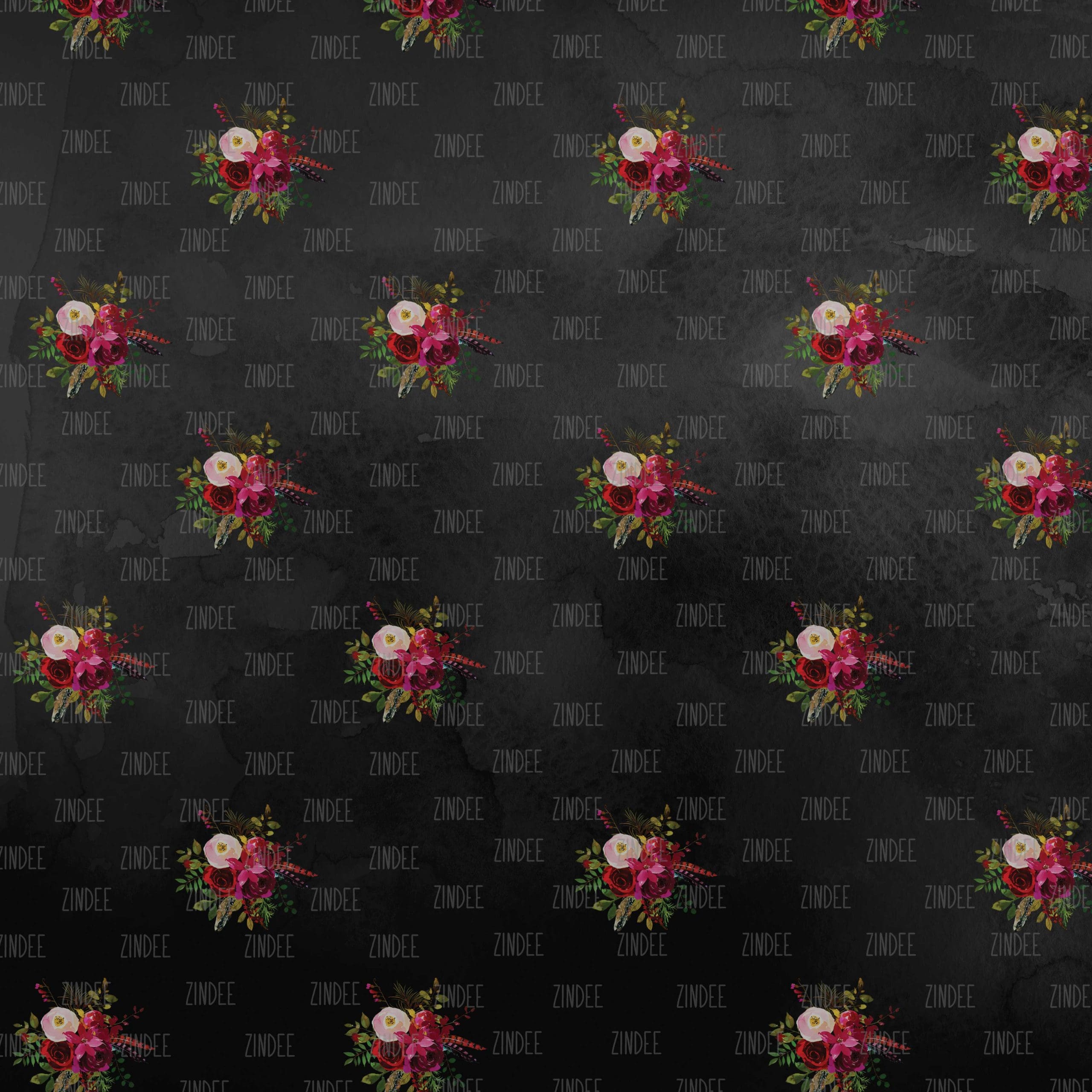 Black Floral Watercolor (vinyl)