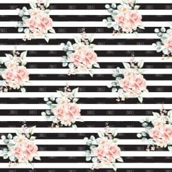Black White Stripe Pink Roses (vinyl)
