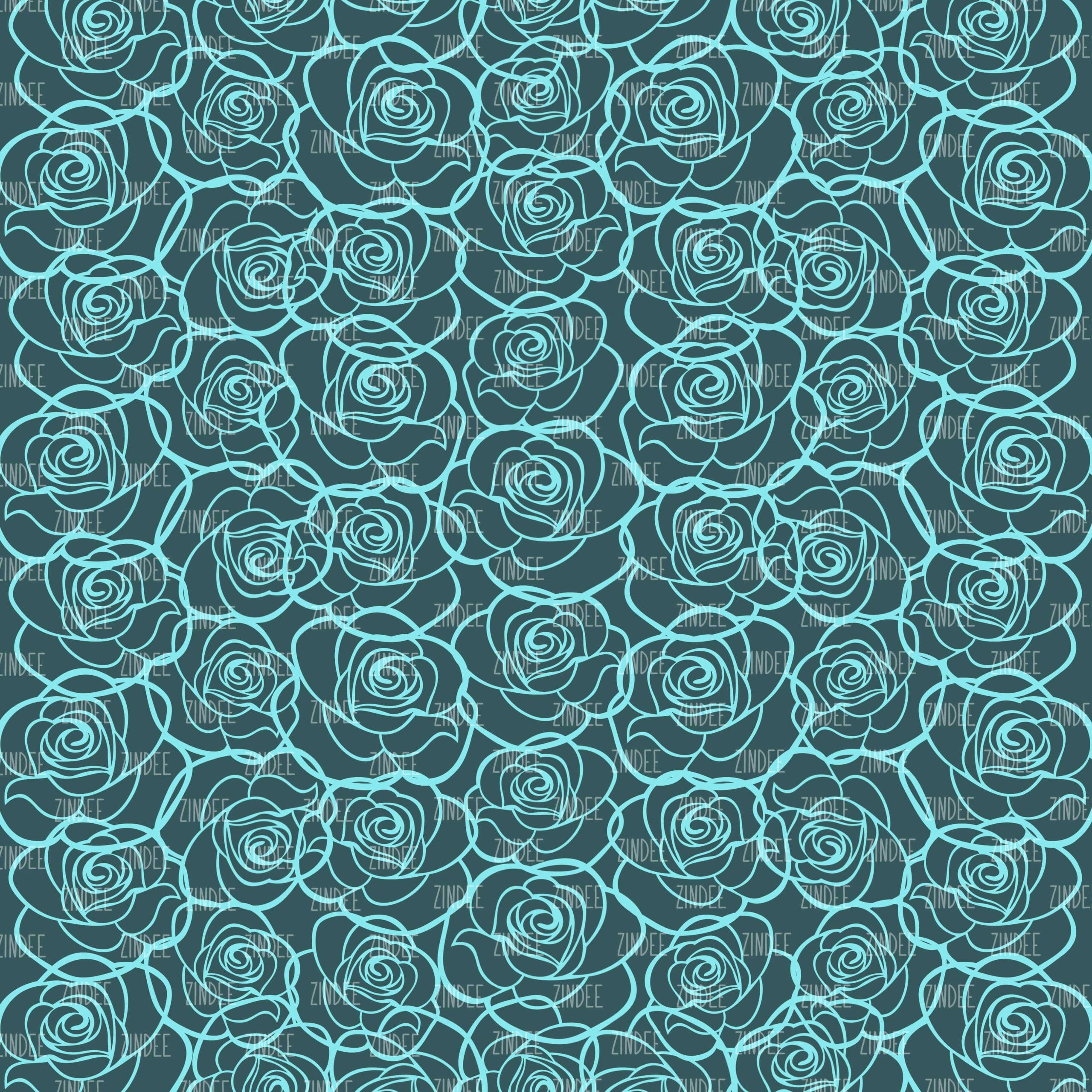 Blue Rose Outline (digital paper)