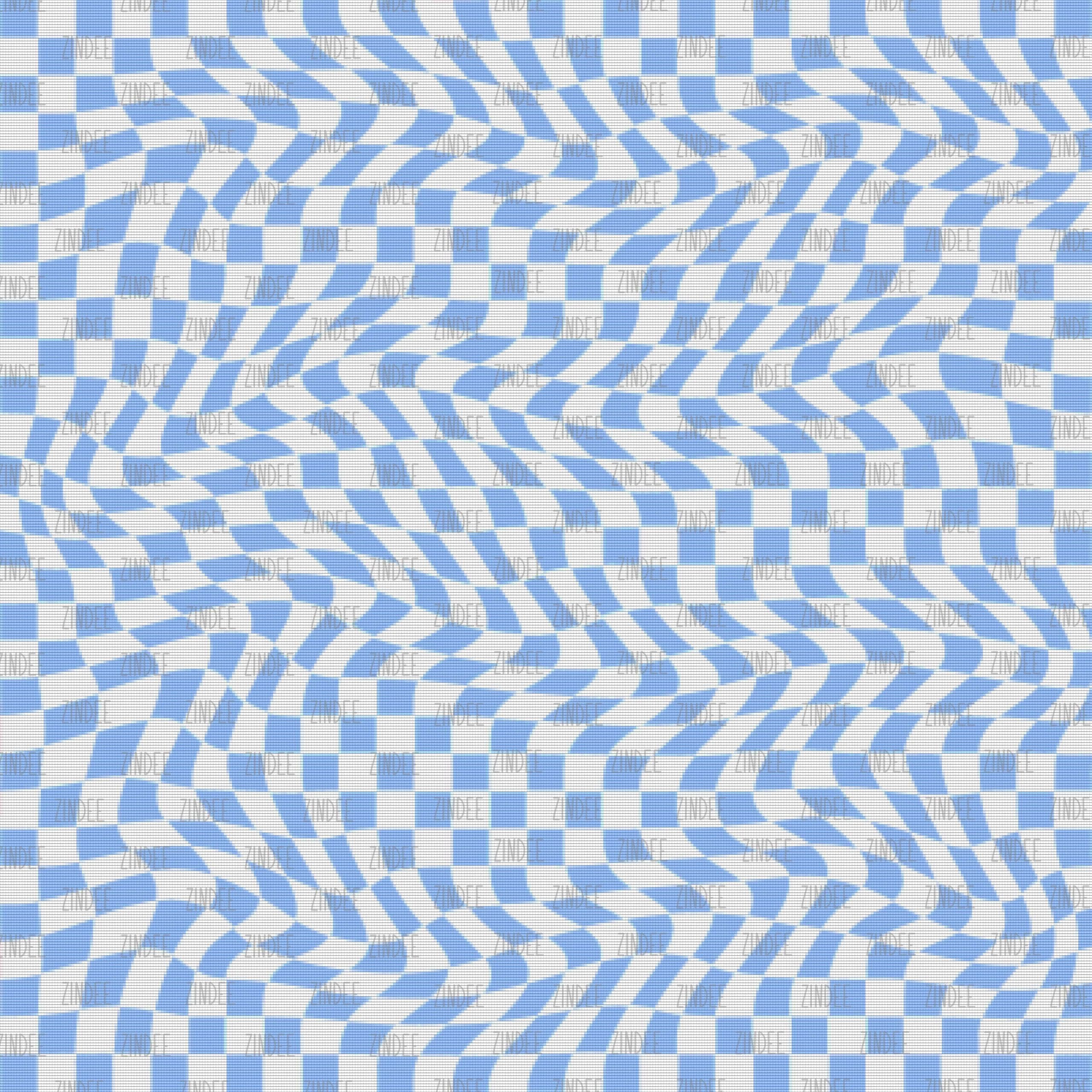 Blue Trippy Checkerboard (digital paper)