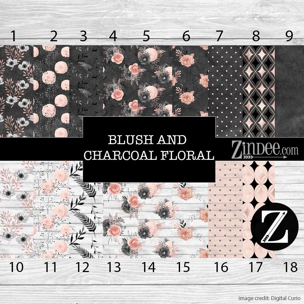 Blush and Charcoal Floral (vinyl)