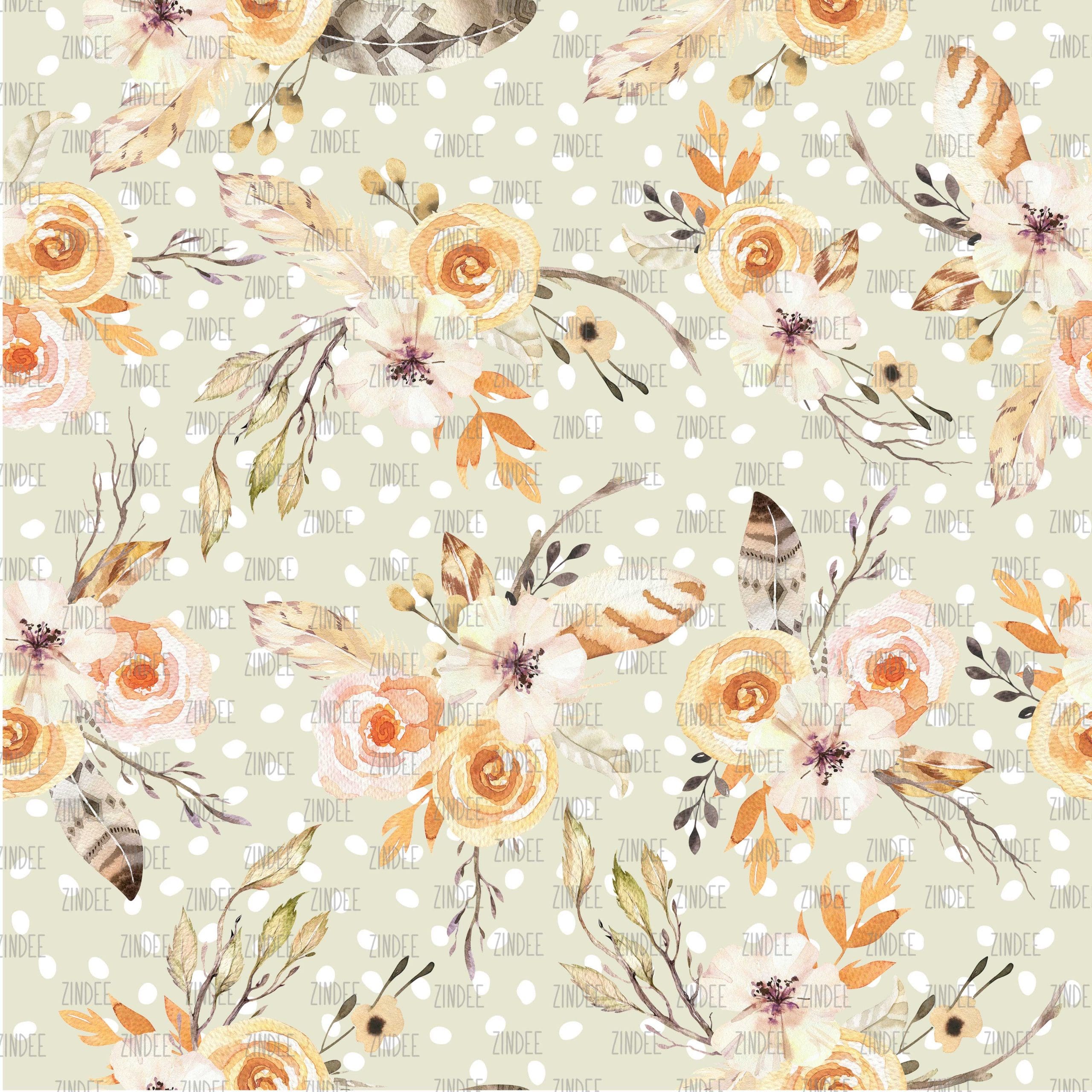 Boho Floral Bunches Sage seamless (vinyl)