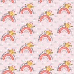 Boho Floral Rainbow Mauve (digital paper)