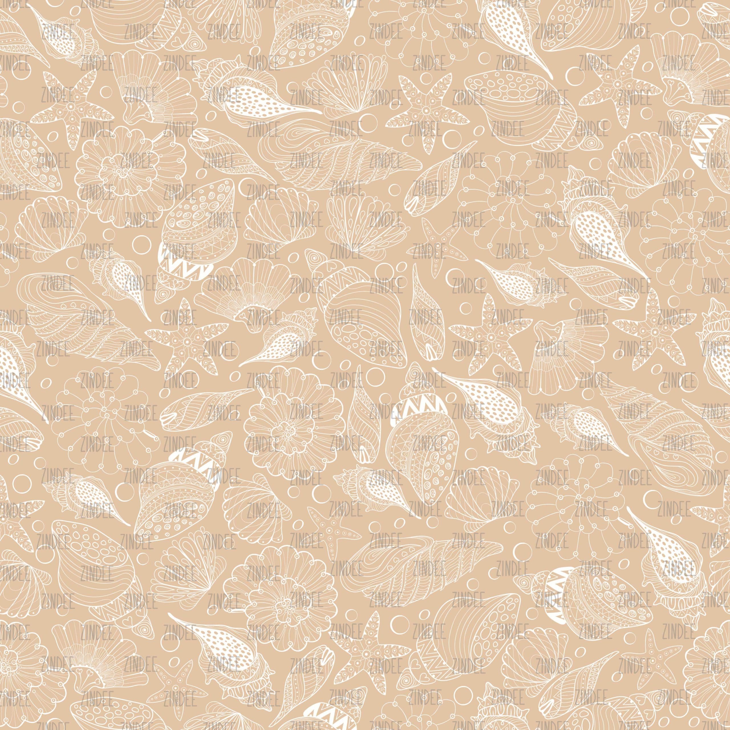 Seashells Brown and White seamless (vinyl)