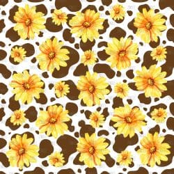 Cow Print n' Sunflowers Brown (vinyl)