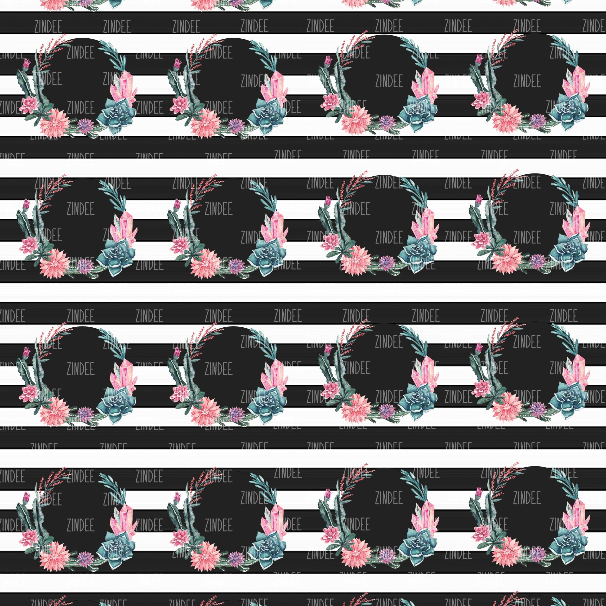 Cactus Frame Black White Stripe seamless (digital paper)