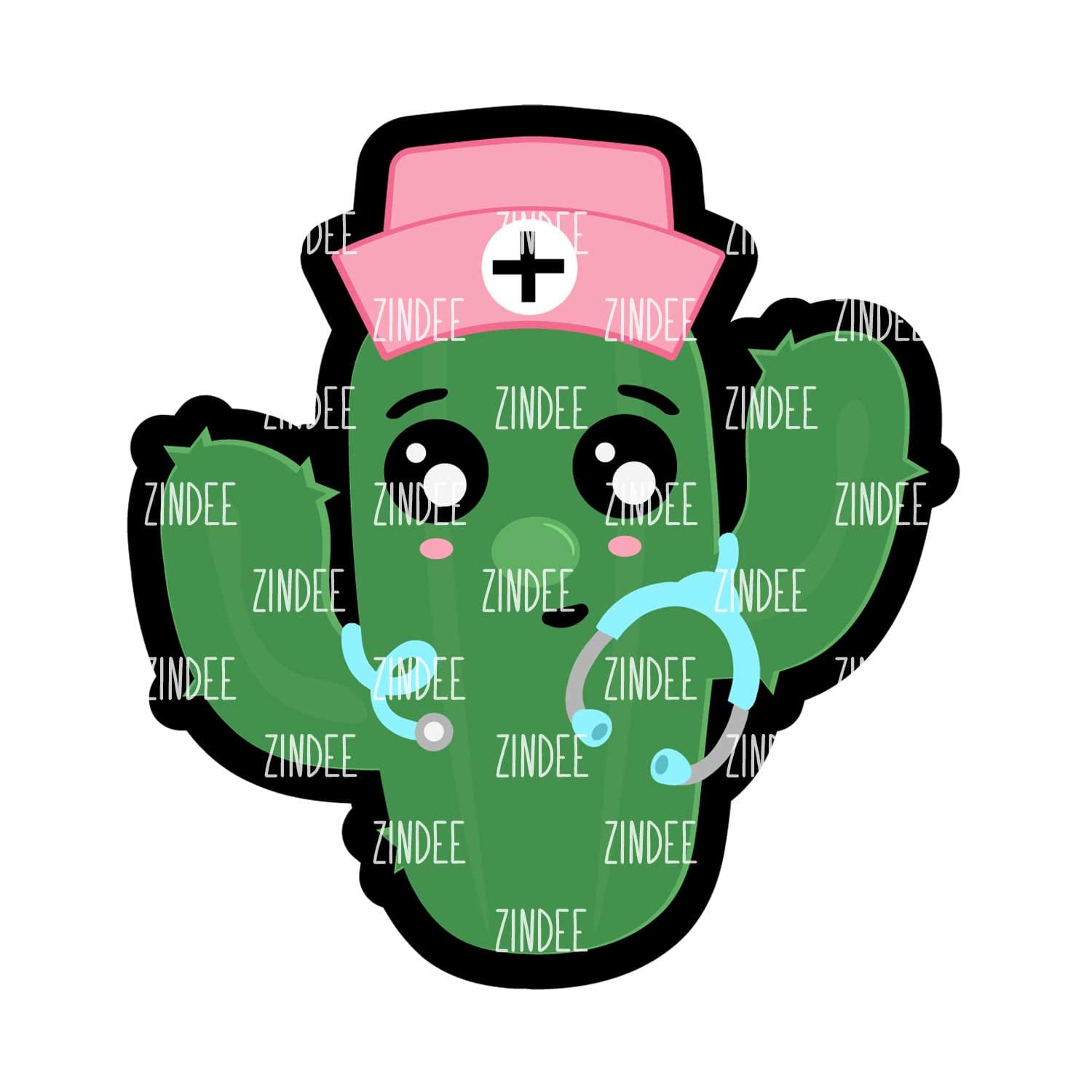 Cactus Nurse Acrylic Blank- Sticker- UV DTF (2 inch) NO HOLE