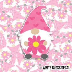 Cartoon Daisy Gnome kiss cut decal (3 inch) WHITE GLOSS