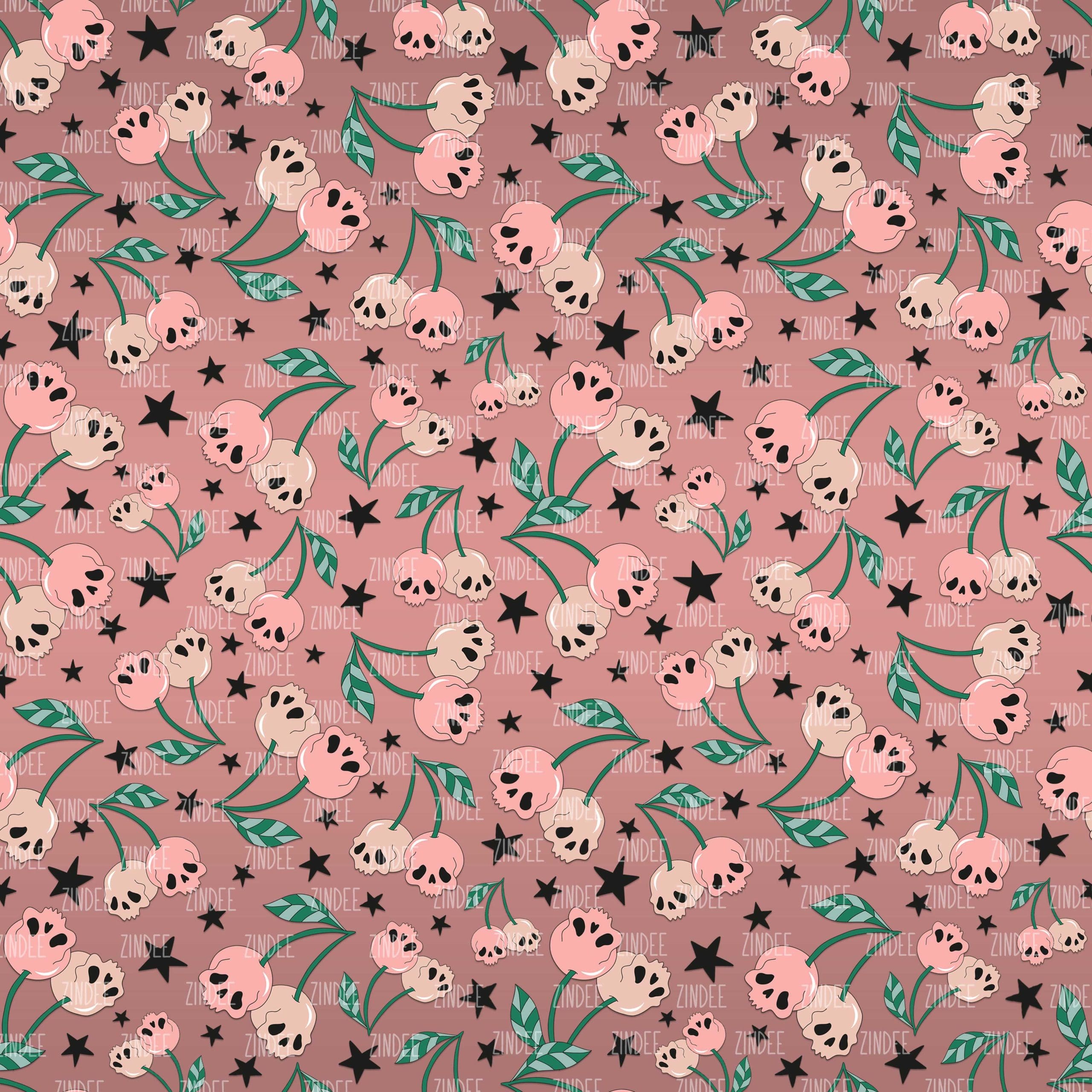 Cherry Skulls Mauve Ombre seamless (vinyl)