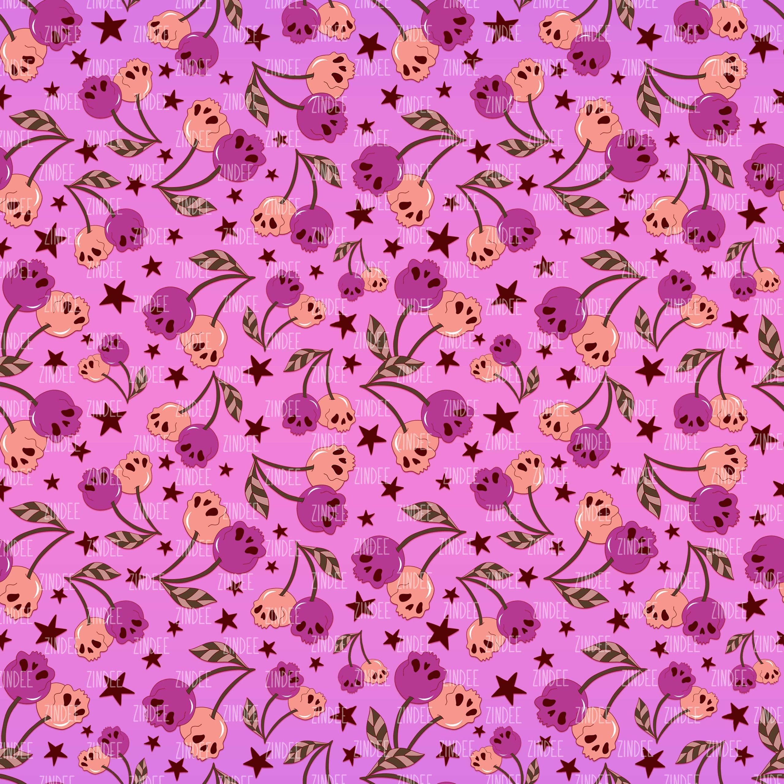 Cherry Skulls Pink Ombre seamless (vinyl)