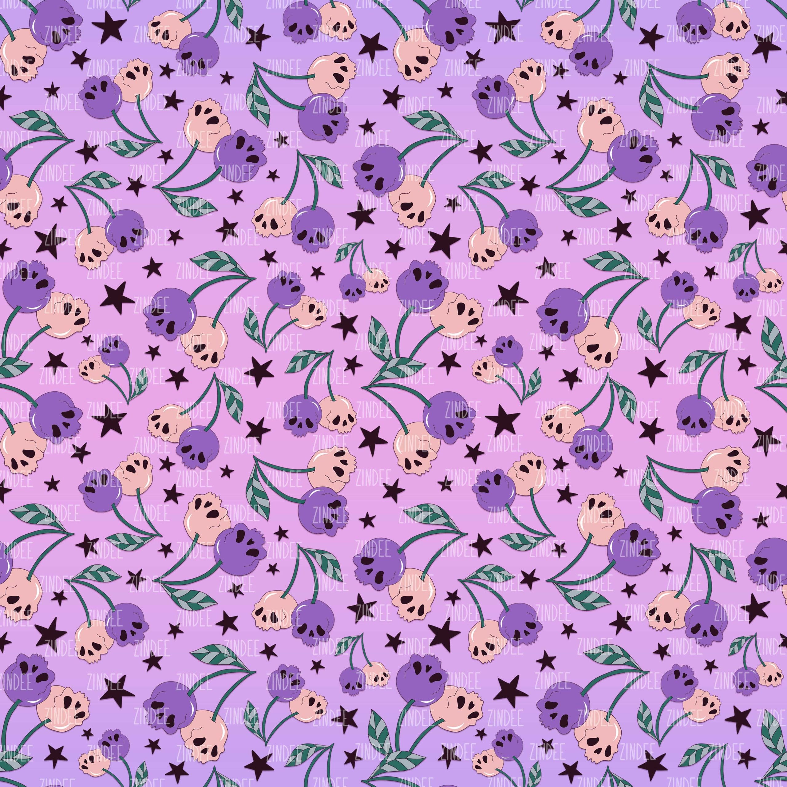 Cherry Skulls Purple Ombre seamless (vinyl)
