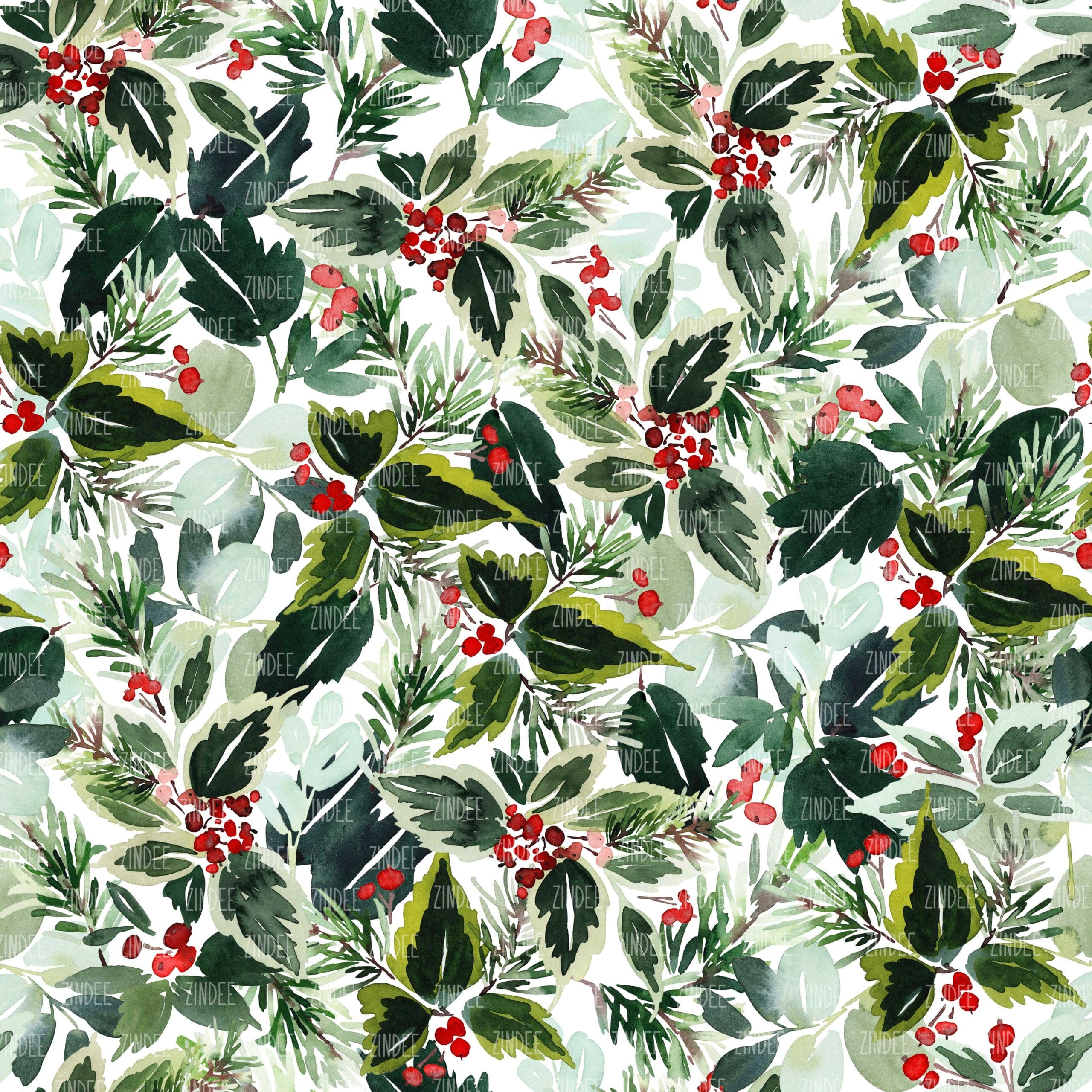 Christmas Holly Berries seamless (digital paper)